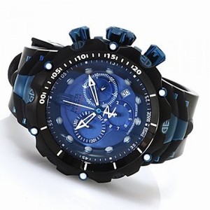Invicta Jason Taylor Chronograph Blue Dial Black PVD Polyurethane Men's Watch 14417