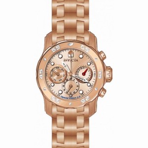 Invicta Ladys Pro Diver Multi-function Rose Dial Rose Gold-plated Ladies Watch 15037