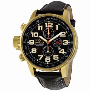 Invicta Lefty Chronograph Black Dial Gold-tone Stainless Steel Unisex Watch 3330