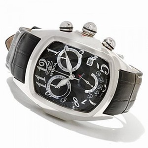 Invicta Lupah Chronograph Black Dial Stainless Steel Black Leather Men's Watch 13000