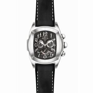 Invicta Lupah Chronograph Black Dial Stainless Steel Black Leather Men's Watch 13691