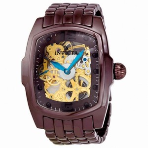 Invicta Men's Lupah Gold Skeleton Dial Brown Ceramic Mechanical Watch 1115
