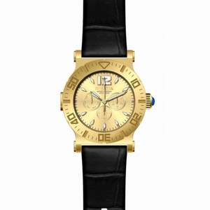 Invicta Multi-Function Champagne Dial Black Leather Men's Watch 14916