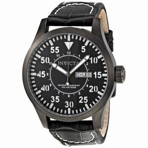 Invicta Outdoor Specialty Black Dial Stainless Steel Leather Men's Watch 11204