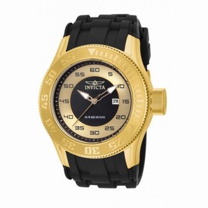 Invicta Pro Diver Black and Gold Dial Black Silicone Men's Watch 14835