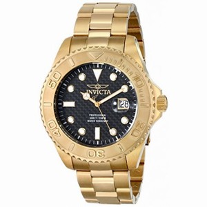 Invicta Pro Diver Black Carbon Dial Gold-plated Men's Watch 15191