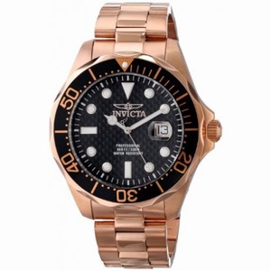 Invicta Pro Diver Black Carbon Fiber Dial 18kt Rose Gold-plated Men's Watch