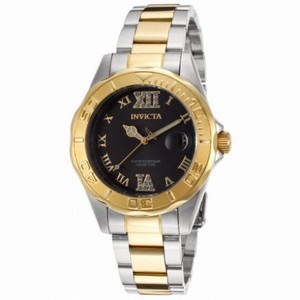 Invicta Pro Diver Black Dial 18kt Gold Ion-plated Ladies Watch 14352