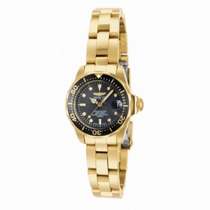 Invicta Pro Diver Black Dial 18kt Gold Ion-plated Ladies Watch 14986