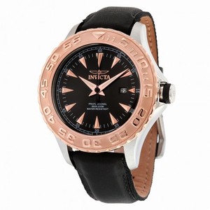 Invicta Pro Diver Black Dial Black Leather Men's Watch 12617