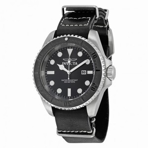 Invicta Pro Diver Black Dial Black Leather Men's Watch 17579