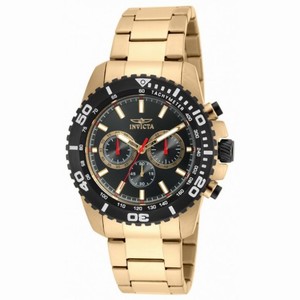Invicta Pro Diver Black Dial Gold Tone Men's Chronograph Watch 19846