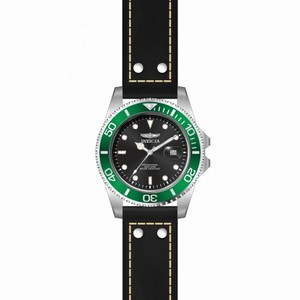 Invicta Pro Diver Black Dial Green Bezel Black Leather Men's Watch 22072