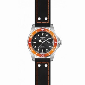 Invicta Pro Diver Black Dial Orange Bezel Black Leather Men's Watch 22071