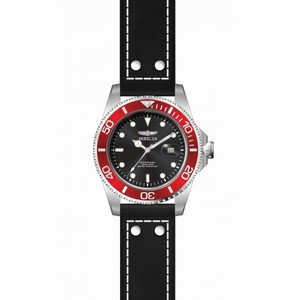 Invicta Pro Diver Black Dial Red Bezel Black Leather Men's Watch 22073