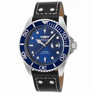 Invicta Pro Diver Blue Dial Blue Bezel Black Leather Men's Watch 22068