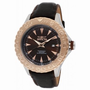 Invicta Pro Diver Brown Dial Black Leather Men's Watch 12616