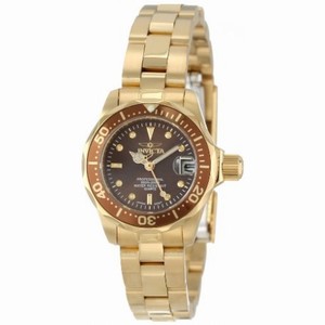 Invicta Pro Diver Brown Dial Gold-Tone Stainless Steel Ladies Watch 12524