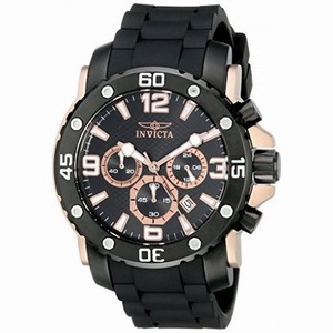 Invicta Pro Diver Chronograph Black Dial Black Polyurethane Men's Watch 18167