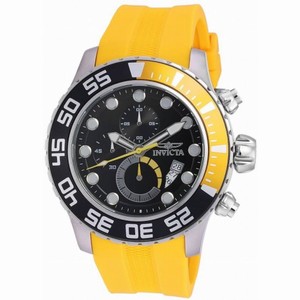 Invicta Pro Diver Chronograph Black Dial Yellow Polyurethane Men's Watch 19244