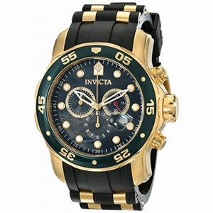 Invicta Pro Diver Chronograph Black Mother of Pearl Black Polyurethane  Gold-plated Men's Watch 17883