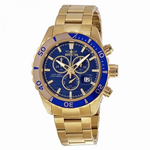 Invicta Pro Diver Chronograph Blue Dial Gold Ion-plated Men's Watch 14342