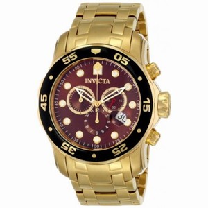 Invicta Pro Diver Chronograph Brown Dial Gold-plated Men's Watch 80065