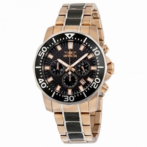 Invicta Pro Diver Chronograph Carbon Fiber Dial 18kt Rose Gold-plated Men's Watch 17255