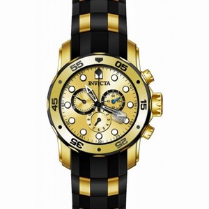 Invicta Pro Diver Chronograph Champagne Dial Black Polyurethane Men's Watch 17885