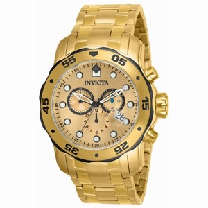 Invicta Pro Diver Chronograph Champagne Dial Gold-plated Mens Watch 80070