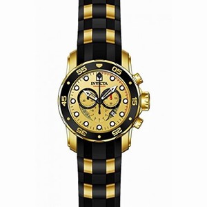 Invicta Pro Diver Chronograph Gold Dial Black Polyurethane Gold-plated Men's Watch 17566
