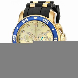 Invicta Pro Diver Chronograph Gold Dial Black Rubber Men's Watch 178841