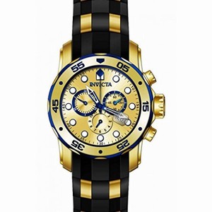 Invicta Pro Diver Chronograph Gold Dial Black Rubber Men's Watch 17887