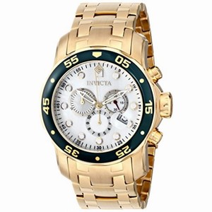 Invicta Pro Diver Chronograph Mother of Pearl Dial 18kt Gold-plated Men's Watch 80073