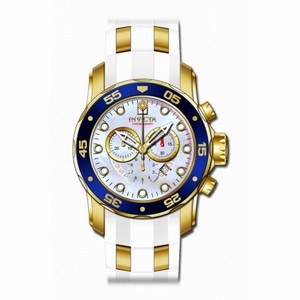 Invicta Pro Diver Chronograph Mother of Pearl White Polyurethane Men's Watch 20288