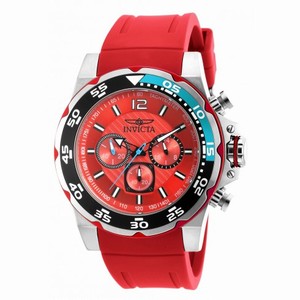 Invicta Pro Diver Chronograph Red Dial Red Polyurethane Men's Watch 20026