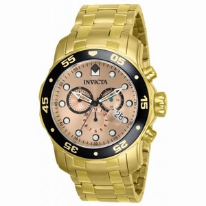 Invicta Pro Diver Chronograph Rose Dial Gold-plated Men's Watch 80063