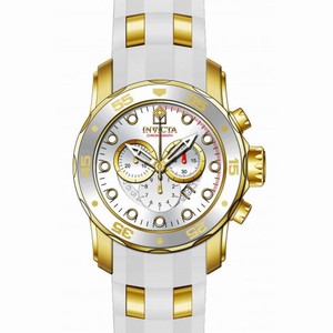 Invicta Pro Diver Chronograph Silver Dial White Polyurethane Gold-plated Men's Watch 20291