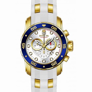 Invicta Pro Diver Chronograph Silver Dial White Polyurethane Gold-plated Men's Watch 20293