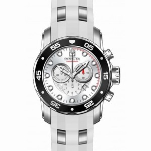 Invicta Pro Diver Chronograph Silver Dial White Polyurethane Silver-tone Men's Watch 20290