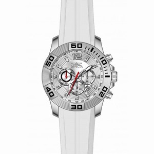 Invicta Pro Diver Chronograph Silver Dial White Silicone Men's Watch 20295