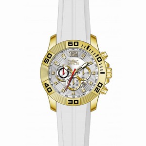 Invicta Pro Diver Chronograph Silver Sunray Dial White Silicone Men's Watch 20298