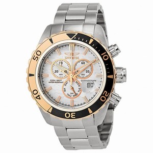 Invicta Pro Diver Chronograph White Dial Rose Bezel Stainless Steel Men's Watch 12859