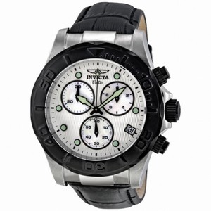 Invicta Pro Diver Elite Chronograph White Dial Black Leather Band Men's Watch 1720
