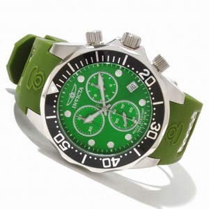 Invicta Pro Diver Grand Chronograph Green Dial Black Rubber Men's Watch 11474