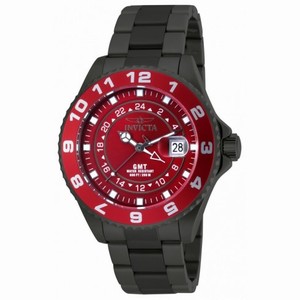 Invicta Pro Diver Grand Ocean GMT Red Dial Gunmetal Ion-plated Men's Watch 18242