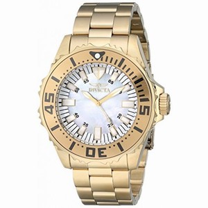Invicta Pro Diver Mother of Pearl Dial 18kt Gold-plated Unisex Watch 17695