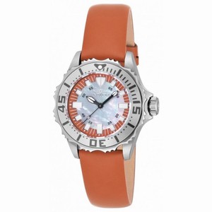 Invicta Pro Diver Mother Of Pearl Dial Ladies Ornage Leather Watch 18491
