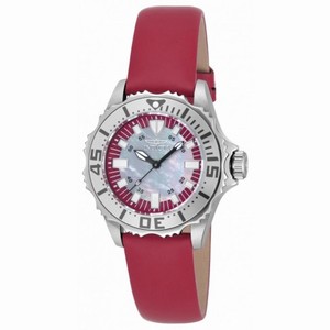 Invicta Pro Diver Mother Of Pearl Dial Ladies Red Leather Watch 18492