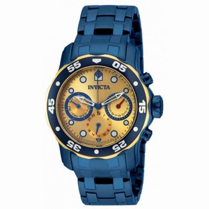 Invicta Pro Diver Multi-Function Gold Dial Blue Ion-plated Men's Watch 15034
